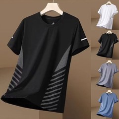 Mens Ice Silk T Shirt with Short Sleeves Ideal for Sports and Casual Wear