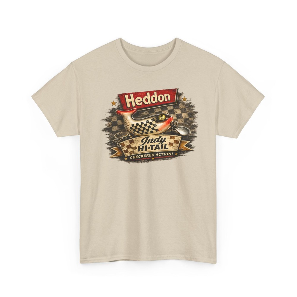 Heddon Indy Hi-Tail Fishing Vintage Lure Checkered Flag Action T-Shirt
