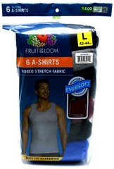 6 Blue Black Gray Red L 42-44 A-Shirt Tanks Fruit Of The Loom G 107-112 CM