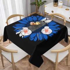 Vintage Sunflower Nicaraguan Nicaragua Flag_ Square Tablecloth Black, Stain & Wr