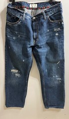 American Eagle Men Denim Jeans Boot Cut Blue 100% Cotton 36 X 31 Distressed