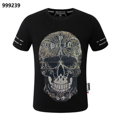 PHILIPP PLEIN T-shirt Round Neck SS PP Glass Black/White Size Medium