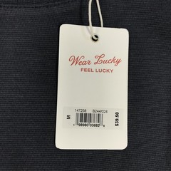 Lucky Brand Shirt Mens Medium Blue Pocket Tee Tagless Solid Basic Jersey Logo