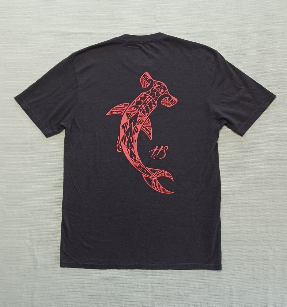 Hooked Soul Fishing Brand T-Shirt Dark Gray Hammerhead Shark Graphic Size Small