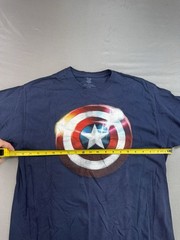 Captain America Shield T-Shirt Navy Blue Graphic Print Mens Size Large Read