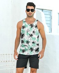 Mens Beach Tank Tops Fashion Graphic Quick Dry Sleeveless Shirt for Beach