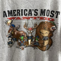 Funny Most Wanted Animal Tshirt Mens Large Quality Classics Tag Gray Graphic