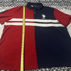 Vintage Y2K Polo Association Polo Shirt Cotton Red Blue No. 3 USPA Big Horse 2XL