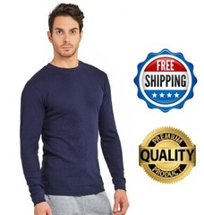 Thermal Shirt COTTON Warm Medium Weight Long Sleeve Crew Neck Waffle Men’s