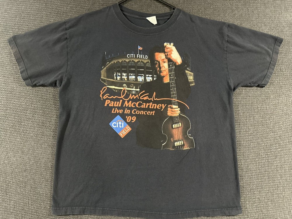 Paul McCartney 2009 Tour Shirt XL Black Distressed Citi Field Shea Beatles