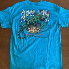 VTG Ron Jon T Shirt Surf Shop Iguana Panama City Beach FL Turquoise Green Large