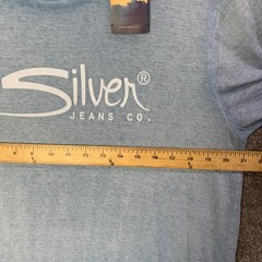NEW Silver Jeans co Mens Blue Heathered Brand Logo T Shirt SZ M