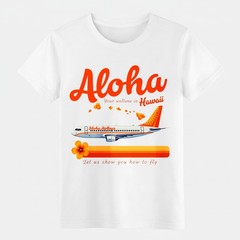 Unisex Aloha Airlines Hawaii Retro Airplane Vacation Graphic T-Shirt Cotton Tee