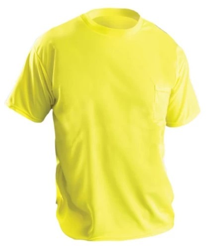 Yellow Non-ANSI Short Sleeve Wicking Birdseye T-Shirt, Left Chest Pocket