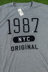 Aeropostale NYC 1987 Embroidered T Shirt Gray Size XXL