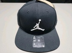 $73 NIKE AIR JORDAN JUMPMAN CREW T-SHIRT & PRO SNAPBACK SET BLACK WHITE sz M