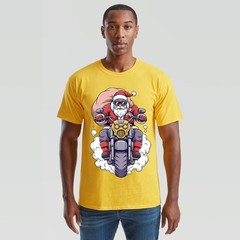 Santa Claus Motorcycle Christmas Mens T-Shirt Holiday Graphic Tee