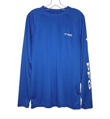 Columbia PFG Terminal Tackle Long Sleeve Shirt Mens M Blue USA Flag Triangle