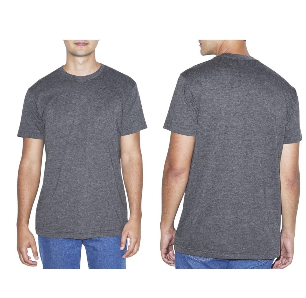 New American Apparel Unisex 50/50 Crewneck Short Sleeve T-Shirt Gray SIZE S