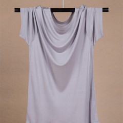 Knitted Men’s Short Sleeve T-shirt Mulberry Silk Fabric Round Neck Pullover Top