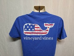 Vineyard Vines American Flag Whale Adult Blue XS TShirt