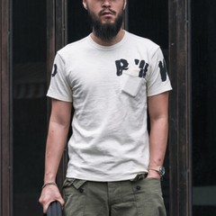 Bronson WW2 PW Pocket T-Shirt Vintage Prison Style Men T-Shirts Natural Tee USN