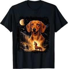 Vintage 90s Dachshund Howling at The Moon Wiener Dog Mom T-Shirt UNISEX S-3XL