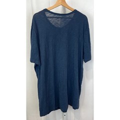 THE NORMAL BRAND Size 2XL XXL Henley Short Sleeve Top Slub Cotton Knit Navy Blue