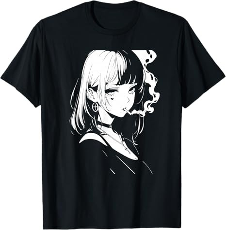 Waifu Sexy Anime Girl Sad Vibes Black T-Shirt