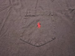VTG 90s Polo Ralph Lauren Men Pocket T-Shirt Classic Large Black w/Red Pony Fade