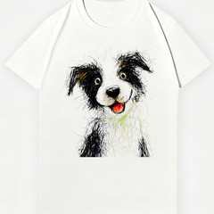 Cute Sketch Border Collie Graphic Tee – Unisex Casual Dog T-Shirt