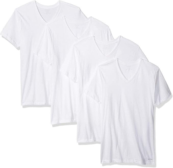 Calvin Klein Mens Cotton Multipack V Neck T-Shirts Pack of 4, Sz XL