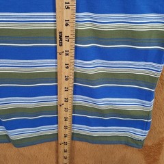 MARKET STUDIO Shirt Mens Medium Blue Stripe Pullover Crew Smiley T-Shirt Tee