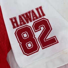 vintage 1982 HAWAII JERSEY RED NYLON JERSEY T-Shirt M/L 80s poly tees beach surf