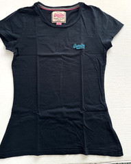 Superdry Pink Label Vintage Navy Blue Cotton T-Shirt Crew Neck Size Small
