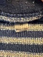 PacSun Striped Knit T Shirt Men’s M Navy Beige Short Sleeve Cotton