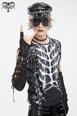 Devil Fashion Men Black Gothic Punk Streetwear Skeleton Print Vest Slim Fit Top