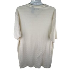 Claiborne Mens Size Large Cream with Brown Trim V-Neck Ribbed Short Sleeve Shirt