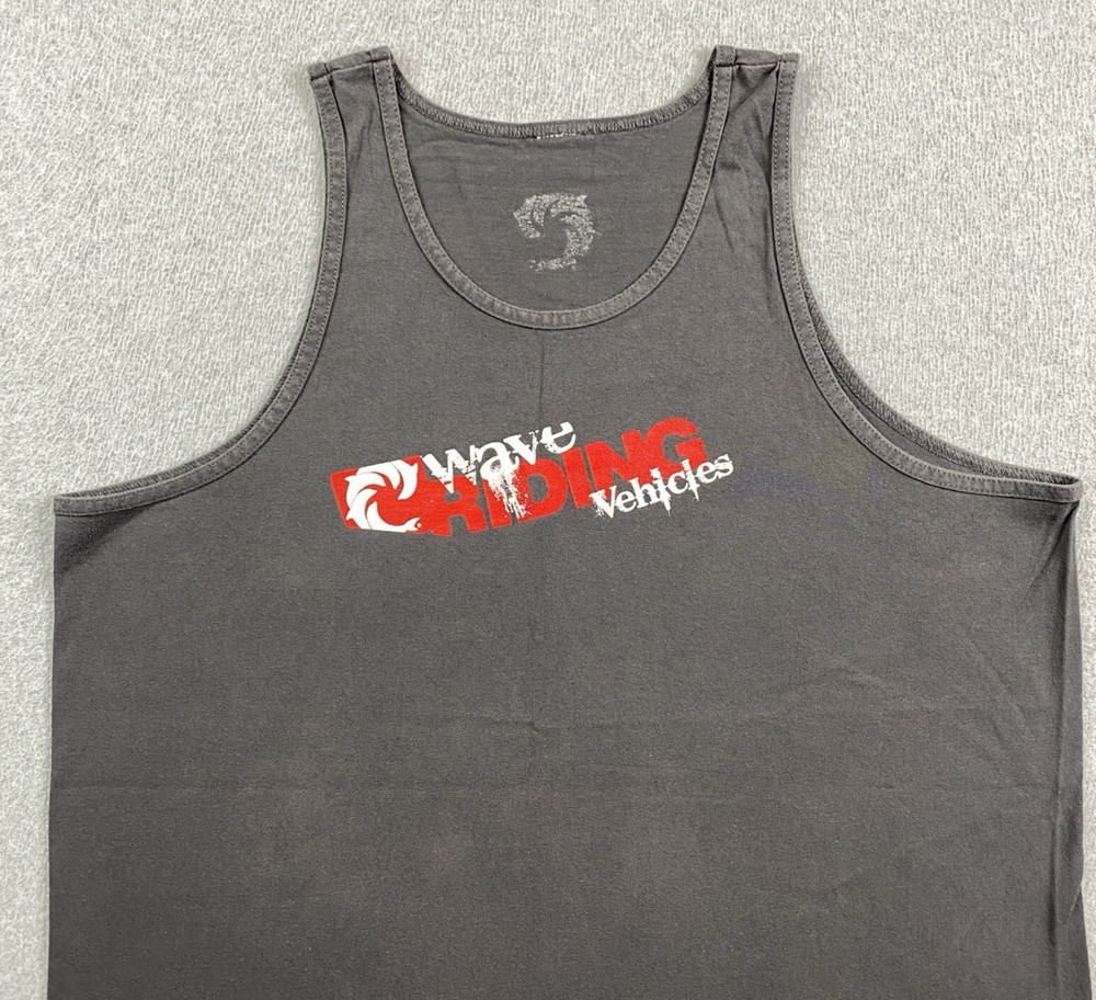 VINTAGE Wave Riding Vehicles WRV Tank Top Shirt Men XL Gray Graphic Logo 90s Y2K