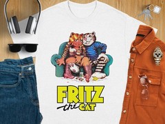 Fritz The Cat Tee T-Shirt, Adult Humor T-Shirt, Cartoon Movie T-Shirt USA Size