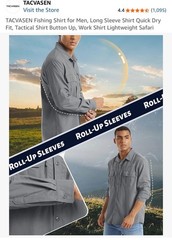 TACVASEN Men’s Long Sleeve Quick Dry Tactical Fishing Shirt