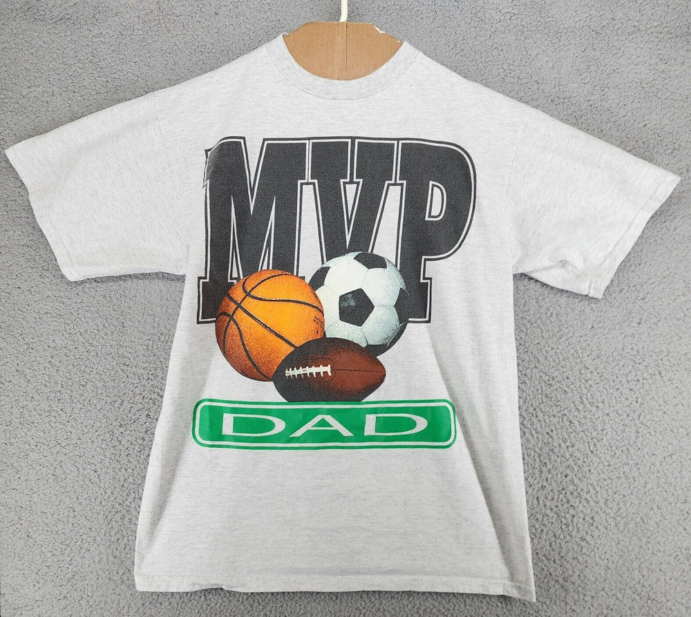 Vintage MVP Dad Sports Shirt Large Gray Short Sleeve Checkered Flag Sports