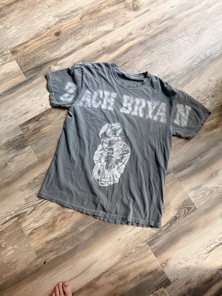 Zach Bryan Distressed Shirt Mens Large Gray BURN BURN BURN Tour Spell Out Logo