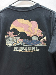 Rip Curl Mens M Black Surf Graphic T Shirt Relaxed Fit Back Print Beach Tee