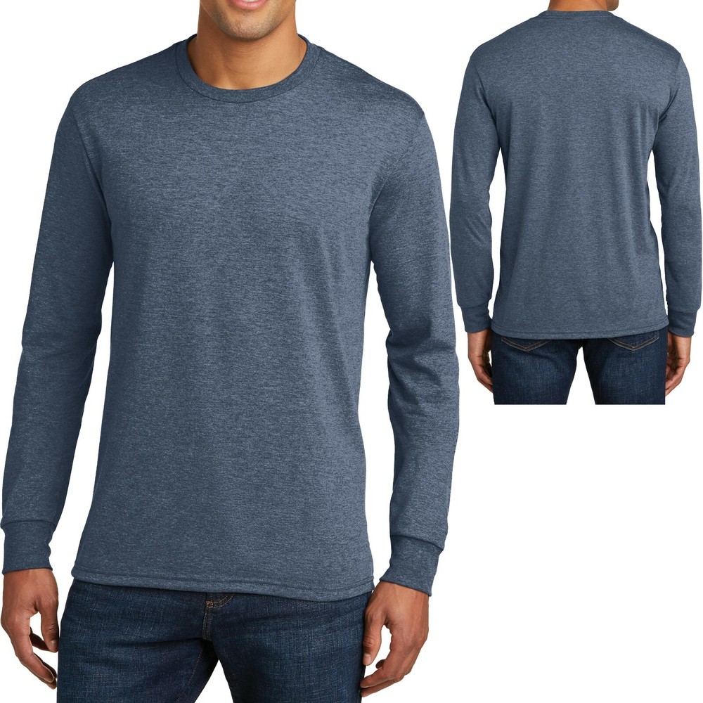 Mens Long Sleeve Tri Blend Frost Heather T-Shirt Premium Crew Neck Tee S-4XL NEW