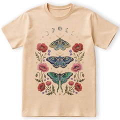 Celestial Moth T-Shirt Luna Moon Phase Flower Cottagecore Witchy Tee