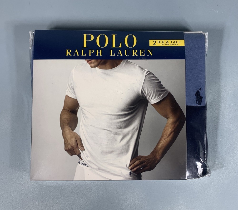 Polo Ralph Lauren Big & Tall 2 Cotton Crew Blue T-Shirts LTCNP2-AOD Men’s 1XT