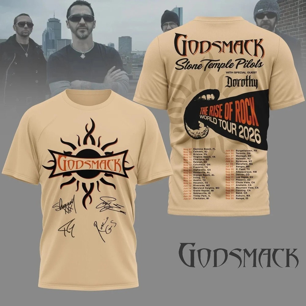 Rise Of Rock World Tour 2026 Shirt Vintage Concert Graphic Tee Tour Dates Beige