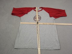 Vintage Buckle Shirt Adult Large Gray Red USA Made Baseball Raglan Single Stitch