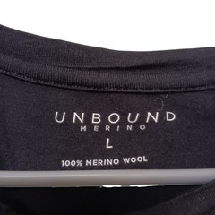 Unbound Merino Wool Men’s Black V-Neck Short Sleeve T-Shirt Size L